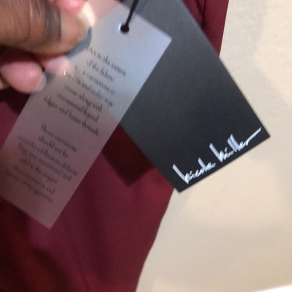 NWT Nicole Miller Cabernet Dress Pants w/Pockets Faux Pearl Belt Sparkle Bow-10 - Picture 12 of 12